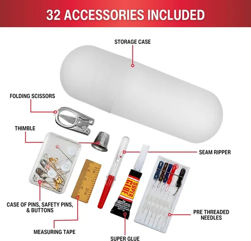 Miniatura 3 de SINGER Cesta de Costura Grande Redonda Premium con Bolsa de Cremallera a Juego y Kit de Costura de Emergencia 30% Más Volumen de Almacenamiento