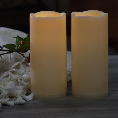 Miniatura 2 de Paquete de 2 velas de 7 pulgadas sin llama para exteriores, funciona con pilas, con temporizador, impermeables, parpadeantes, velas falsas LED