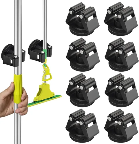 Miniatura 12 de ULIBERMAGNET Soporte Magnético para Trapeador y Escoba, Soporte Magnético de Servicio Pesado Móvil para Escobas, Colgador Antideslizante Montado
