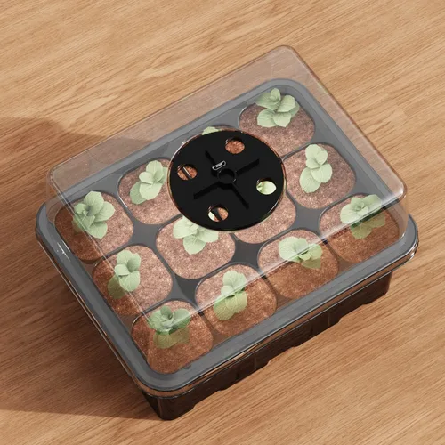 Miniatura 8 de Bandeja de inicio de semillas con luz de crecimiento, paquete de 5 60 celdas kit de inicio de semillas con cúpula de humedad y base, bandejas