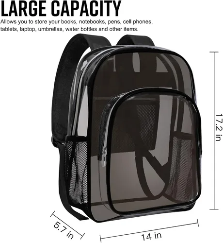 Miniatura 2 de HEEYA Mochila transparente resistente para seguridad, deportes, trabajo, viajes, estadio