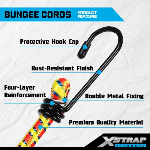 Miniatura 5 de XSTRAP STANDARD Kit de 14 piezas de cuerda elástica estándar – Incluye cuerdas elásticas de 18, 24, 30 y 40 pulgadas con ganchos