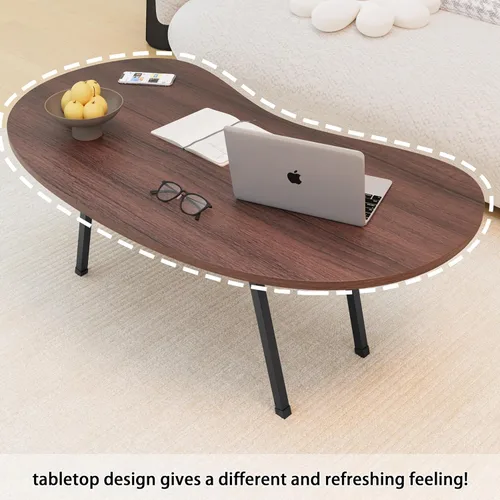 Miniatura 5 de Mesa auxiliar plegable, mesa de centro moderna de mediados de siglo irregular, mesa plegable de riñón, mesas de centro pequeñas de granja, mesa Nogal
