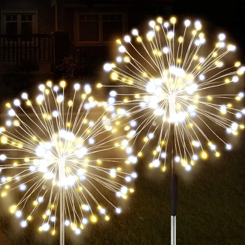 Miniatura 15 de JJGoo - Farolas solares con efecto de fuego, juego de 2, 135 LEDs, 2 modos de iluminación, luces solares para jardín al aire libre, impermeables