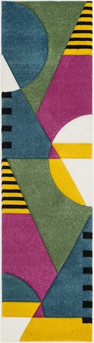 Miniatura 3 de SAFAVIEH Hollywood Collection - Alfombra para pasillo, 2 pies 3 pulgadas x 6 pies, azul pavo real y fucsia, diseño moderno de mediados de siglo,
