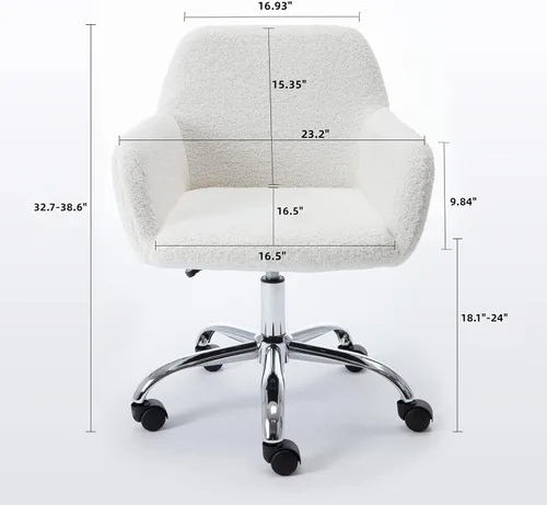 Miniatura 2 de Silla de oficina en casa, moderna silla de escritorio de piel sintética copetuda con respaldo medio, silla giratoria ajustable para oficina en casa