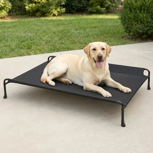 Veehoo Cama para perros al aire libre, camas elevadas para perros grandes, cama elevada para perros con reposacabezas, cuna refrescante lavable para