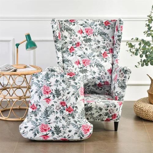 Miniatura 15 de Fundas para silla Wingback, 2 piezas, fundas elásticas elegantes para silla de ala con parte inferior elástica, protector de muebles para Hojas