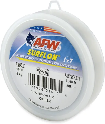 Miniatura 68 de Alambre de pesca americano Surflon recubierto de nailon 1x7 de acero inoxidable, línea líder de pesca para agua salada, prueba de 10 libras - prueba