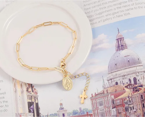 Miniatura 7 de Delicada pulsera de cadena ovalada de oro de 18 quilates con eslabones ajustables, hecha a mano para mujer, pulsera de cadena de clip para mujer