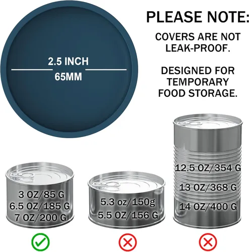 Miniatura 2 de OHMO - Paquete de 2 tapas para latas de comida para gatos, pequeñas (3 onzas) de silicona para latas de comida para mascotas, latas de comida