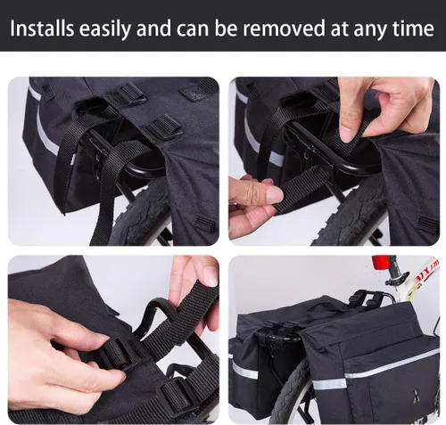 Miniatura 3 de Bolsa de Alforja para Bicicleta - Bolsa de Bicicleta de 30L con Borde Reflectante, Resistente al Agua, Bolsas de Asiento Trasero para Bicicleta