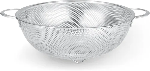 Gulex Colador de acero inoxidable de 3 cuartos de galón, colador de metal con base, colador para alimentos de cocina, apto para lavavajillas Plateado