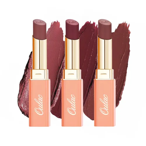 Miniatura 24 de Oulac Lápiz labial ciruela para mujer, lápiz labial mate burdeos, color de labios de cobertura completa, acabado mate satinado, textura crema, SG08