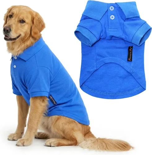 Miniatura 12 de Parisian Pet Polo para perro – Camisa de algodón transpirable en amarillo sólido – Ropa de verano tipo pullover con cuello abotonado para perros