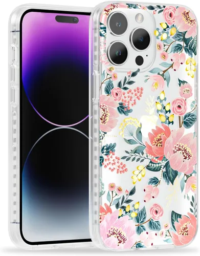Miniatura 31 de SCORPIFY Funda para iPhone 15 Pro Max con diseño floral de Nemophila azul, bonita funda transparente para teléfono para mujeres y niñas