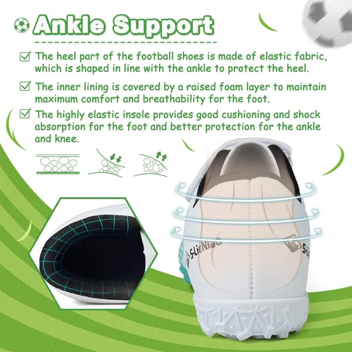 Miniatura 5 de CBUSTER Zapatos de fútbol para niños y niñas, zapatos deportivos para interiores y exteriores