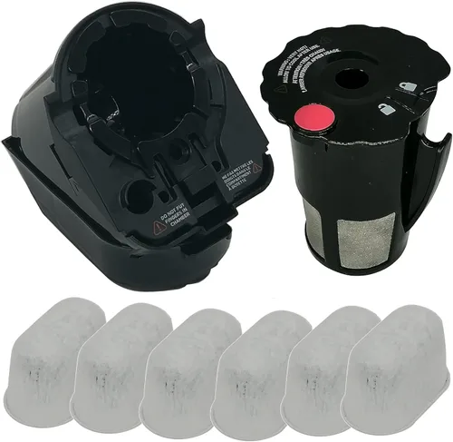 Conjunto de soporte de filtro de cápsulas de café reutilizable K con filtro de café 2.0 y cartuchos de filtro de agua de carbón para cafetera Keurig