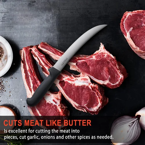 Miniatura 5 de Cuchillo de carnicero curvado de 8 pulgadas con mango ergonómico, buena nitidez para cortar carne de filete de carne, acero inoxidable japonés