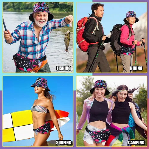 Miniatura 6 de JenPen Juego de 2 sombreros tipo cangurera de los años 80 y 90 para hombres y mujeres, accesorios retro para fiestas deportivas de verano