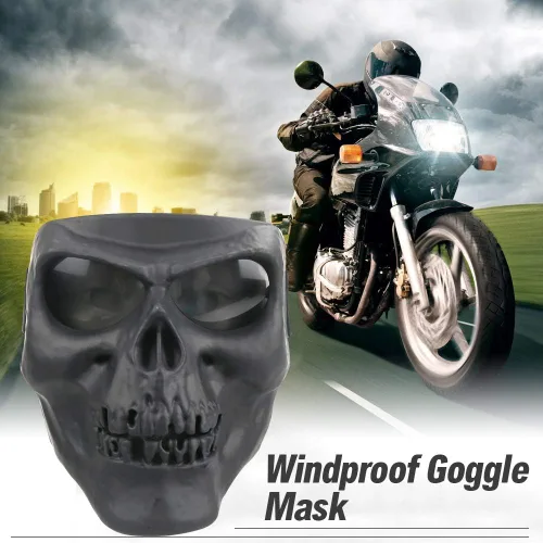 Miniatura 5 de Máscara de calavera espeluznante con lente polarizada para Airsoft, Paintball, Motor Racing Negro