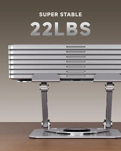 Miniatura 3 de Soporte para computadora portátil para escritorio, soporte ajustable giratorio para computadora, base de rotación de 360°, soporte ergonómico