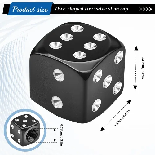 Miniatura 2 de 4 tapas de vástago de válvula de neumático estilo dado, tapas de neumáticos de automóvil, cubiertas de válvula de rueda de aleación de aluminio