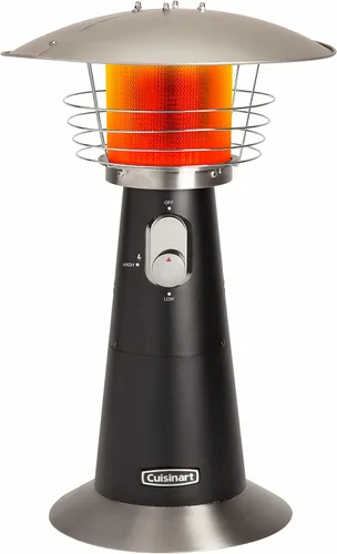 Cuisinart Calentador portátil de patio de mesa, calentador de propano para exteriores de 11,000 BTU con interruptor de inclinación de seguridad y