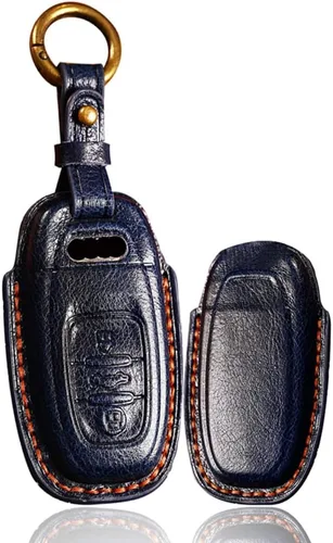 Miniatura 16 de ontto Funda de cuero para llave de entrada sin llave con protección completa, compatible con Audi A4 Q7 Q5 TT A3 A6 negro (tipo A)