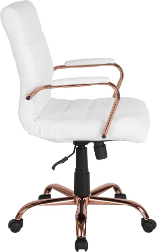 Miniatura 12 de Flash Furniture Whitney - Silla de escritorio giratoria de LeatherSoft de respaldo medio con asiento acolchado y reposabrazos, silla de oficina