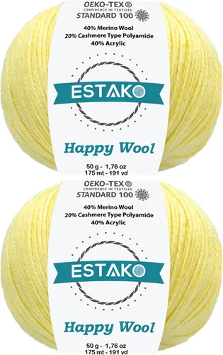 Miniatura 21 de Estako Happy Wool (paquete de 2 madejas) 40% lana merino 20% cachemira tipo poliamida 40% acrílico peso fingering hilo suave para tejer y crochet