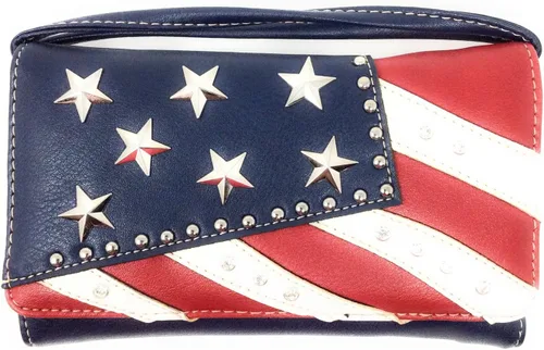 Miniatura 5 de Texas West Conjunto de bolsos de mano de mujer con diamantes de imitación de bandera americana en multicolor