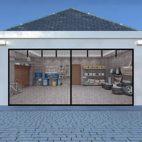 Miniatura 7 de LIAMST Pantalla para puerta de garaje de 16 x 9 pies, 2 puertas de garaje de automóvil, pantalla de puerta de fibra de vidrio reforzada, imanes
