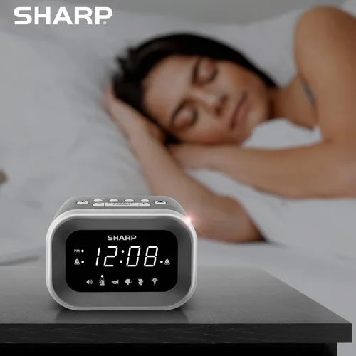 Miniatura 6 de Reloj despertador súper fuerte Sharp Big Bang para personas que duermen mucho, 6 sonidos de despertador extremadamente fuertes: Gallo, Clarín, Mamá