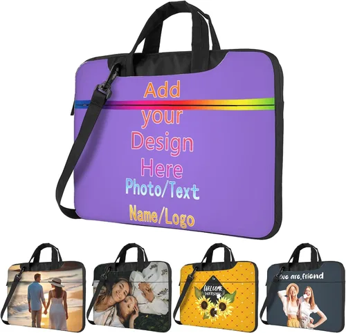Miniatura 26 de Funda personalizada para laptop personalizada, añade tu foto, texto, maletines para portátil Púrpura2