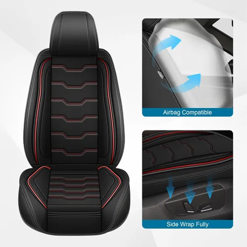 Miniatura 6 de DISUTOGO Fundas de asiento compatibles con Nissan Sentra 2008-2022: Juego completo de fundas de asiento de automóvil de cuero impermeables, cojines