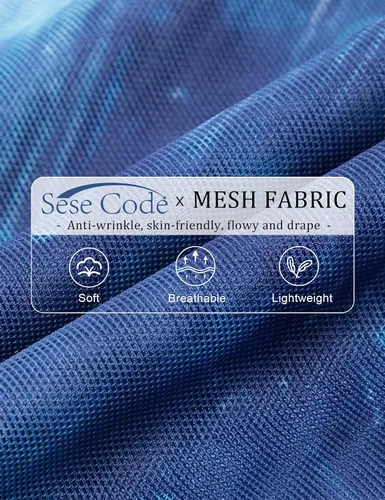 Miniatura 4 de SeSe Code - Blusa de malla para mujer, con volantes y manga 34, holgada y elástica