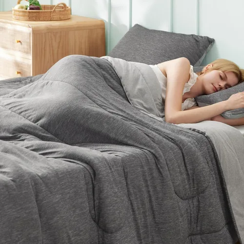 Bedsure - Juego de edredón queen - Juego de ropa de cama refrescante y cálida, ropa de cama reversible gris claro para todas las estaciones, 3 03 -