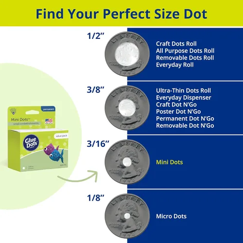Miniatura 5 de Glue Dots, Paquete económico de mini puntos, doble cara, 3/16", 600 puntos, cinta adhesiva para manualidades, puntos de pegamento adhesivo adhesivo