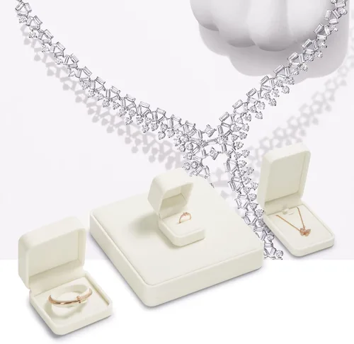Miniatura 3 de Oirlv Caja de regalo de collar grande de terciopelo Collar de perlas Caja de joyería blanca