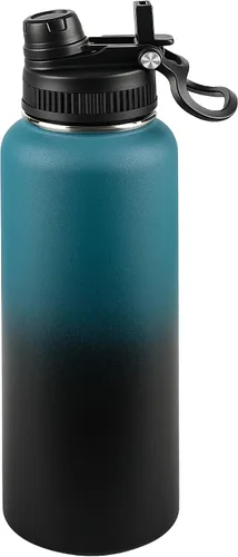 Miniatura 55 de Botella de agua aislada de 22 onzas, tapa 2 en 1 a prueba de fugas (sorbo/pajilla) + asa, botella de acero inoxidable para deportes, viajes, trabajo