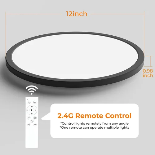Miniatura 7 de Annaror Lámpara de techo LED RGB de montaje empotrado con control remoto, lámpara de techo de 12 pulgadas con retroiluminación que cambia