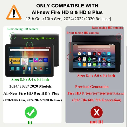 Miniatura 2 de Funda para tablet Amazon Fire HD 8 y Fire HD 8 Plus (12ª/10ª generación, versión 2022/2020) de 8 pulgadas con soporte, soporte para lápices, 06 #