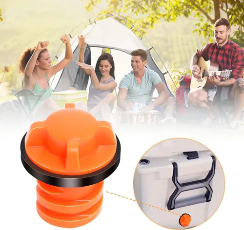 Miniatura 6 de Tapones de drenaje de repuesto compatibles con enfriador Yeti/Rtic 20 35 45 65 110, pequeños tapones de drenaje con diseño a prueba de fugas, Naranja