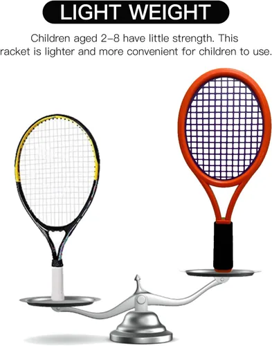 Miniatura 2 de Juego de raqueta de tenis para niños, raqueta de 17 pulgadas con 1 pelota de tenis, 4 volantes de bádminton y 3 pelotas suaves para deportes