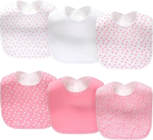 Miniatura 10 de Paquete de 8 baberos unisex ajustables con broches de presión, ultra suaves, absorbentes, babeo, dentición para niños y niñas Blanco