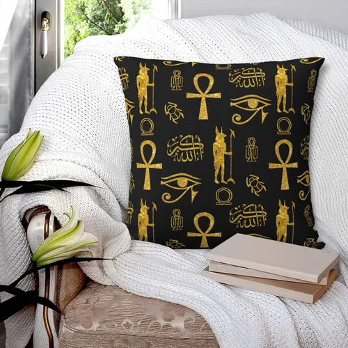 Miniatura 3 de Funda de almohada cuadrada de 12 x 12 pulgadas, diseño de cruz de Ankh de Ankh, dorada, Allahu Akbar, funda de cojín cuadrada decorativa