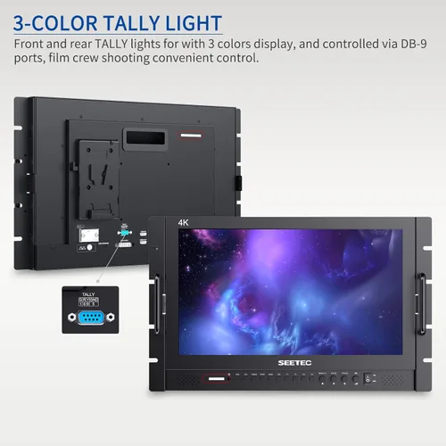 Miniatura 6 de P173-9HSD-RM 17.3 "7RU Monitor de Director LCD de Transmisión de Montaje en Rack con 3G SDI HDMI YPbPr Entrada y Salida Full HD 1920 × 1080