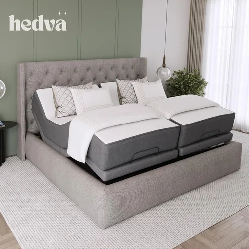 Miniatura 7 de Hedva Base de cama ajustable con motores de masaje, 4 puertos USB, luz LED, montaje en 5 minutos, múltiples posiciones preestablecidas para máxima