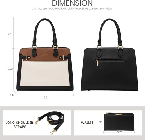 Miniatura 4 de LOVEVOOK Monederos y bolsos para mujer, bolso de hombro, bolso negro y asa superior de piel sintética para damas
